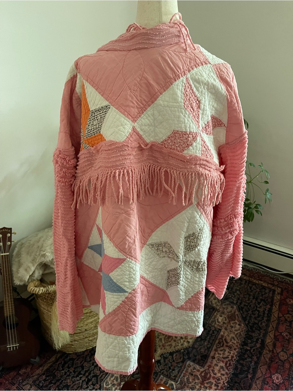 One-of-a-Kind Vintage Quilt + Chenille Fringe Jacket 🌸